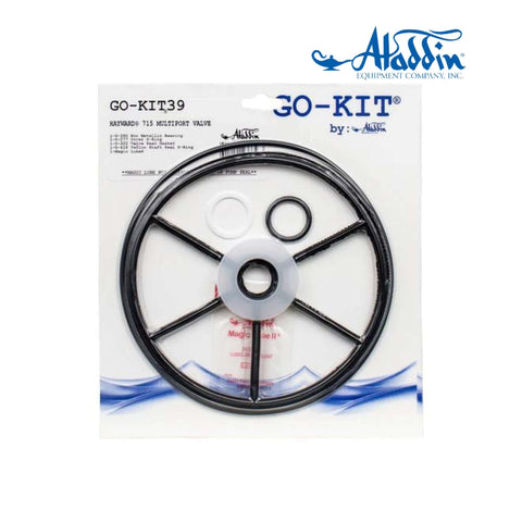 Aladdin GO-KIT39 for Hayward SP-715 Multiport Valve rebuild kit, includes essential components and Magic Lube. SOS Pool.