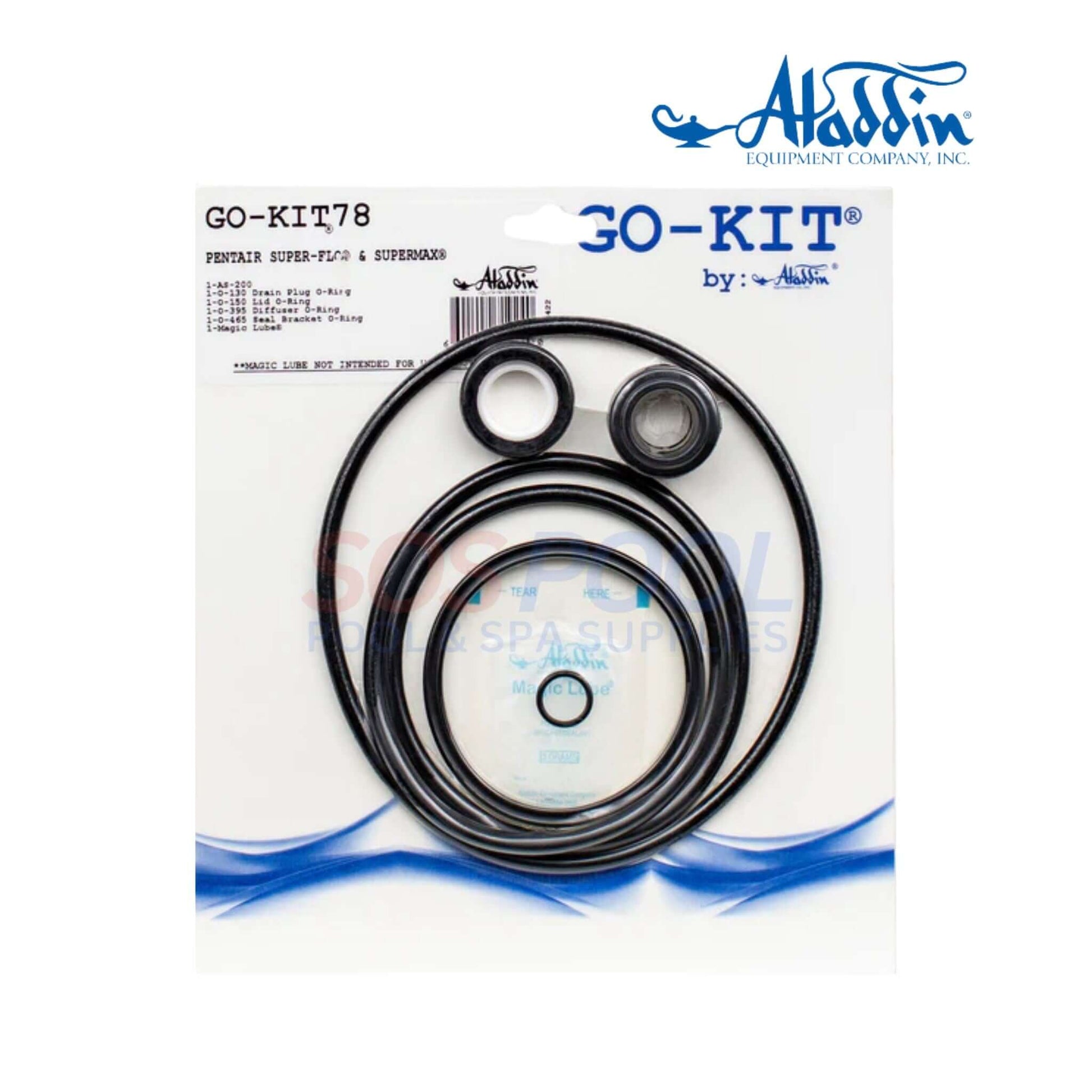 Aladdin O-Ring Kit For Pentair SuperFlo & SuperMax | GO-KIT78 package with O-rings for pool maintenance, SOS Pool supplies.