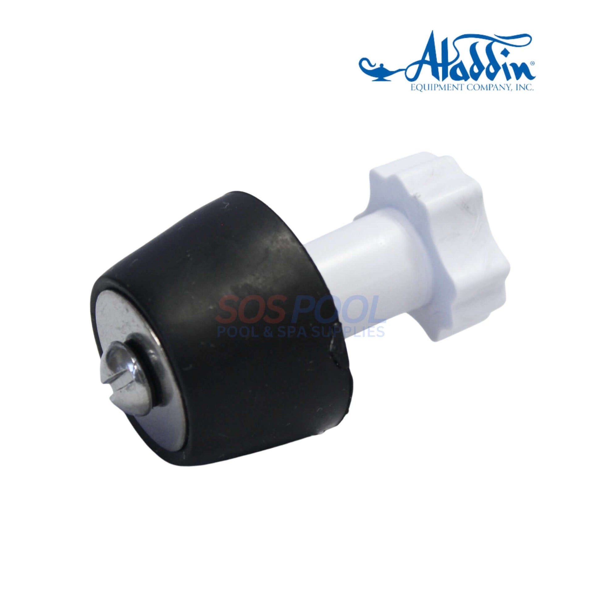 Aladdin Pressure Test Rubber Plug 1.5" | 800-10 in black and white, showing watertight seal for pool plumbing and maintenance.