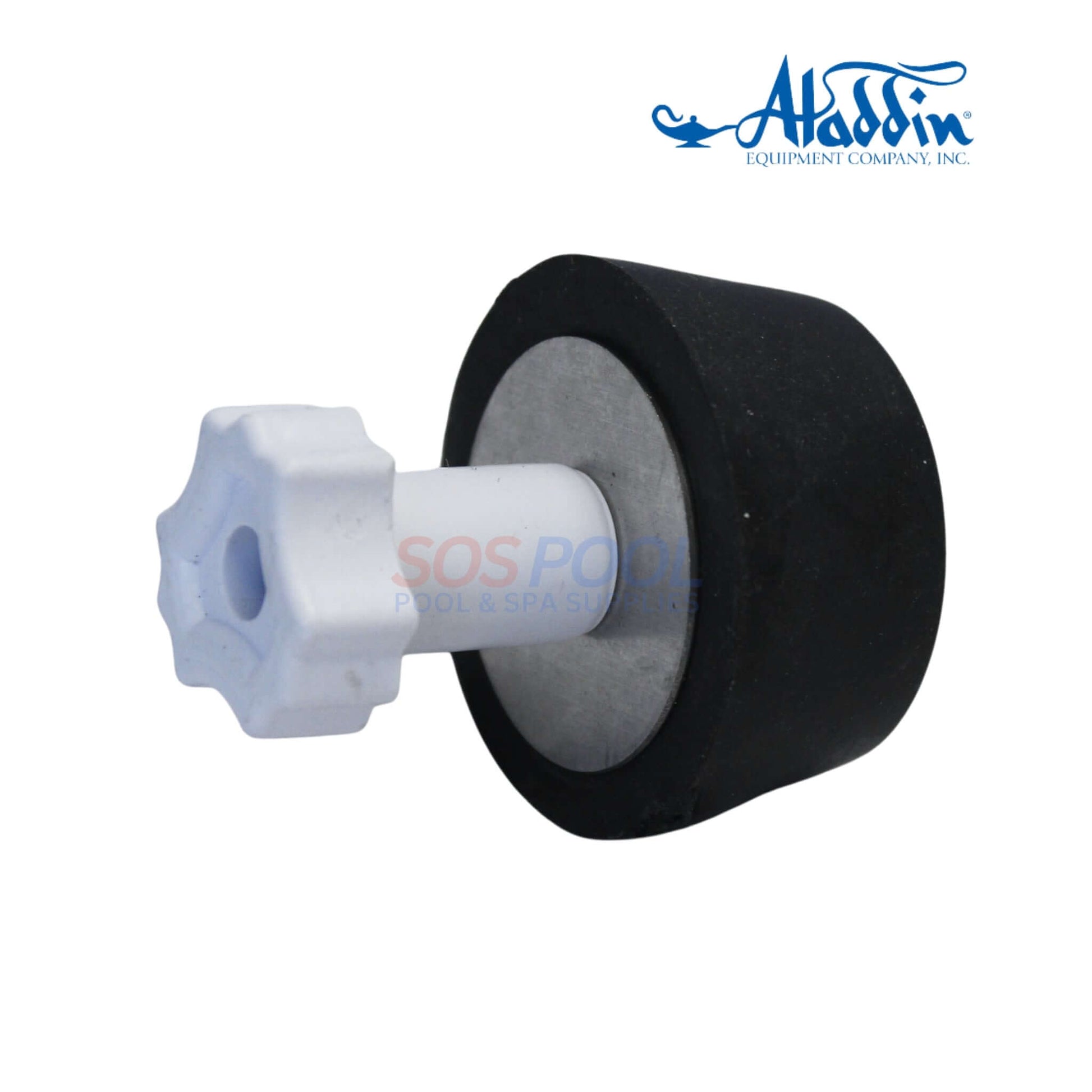 Aladdin Pressure Test Rubber Plug 2" | 800-11, black rubber seal with white wing nut, ideal for pool maintenance and leak detection from SOS Pool.