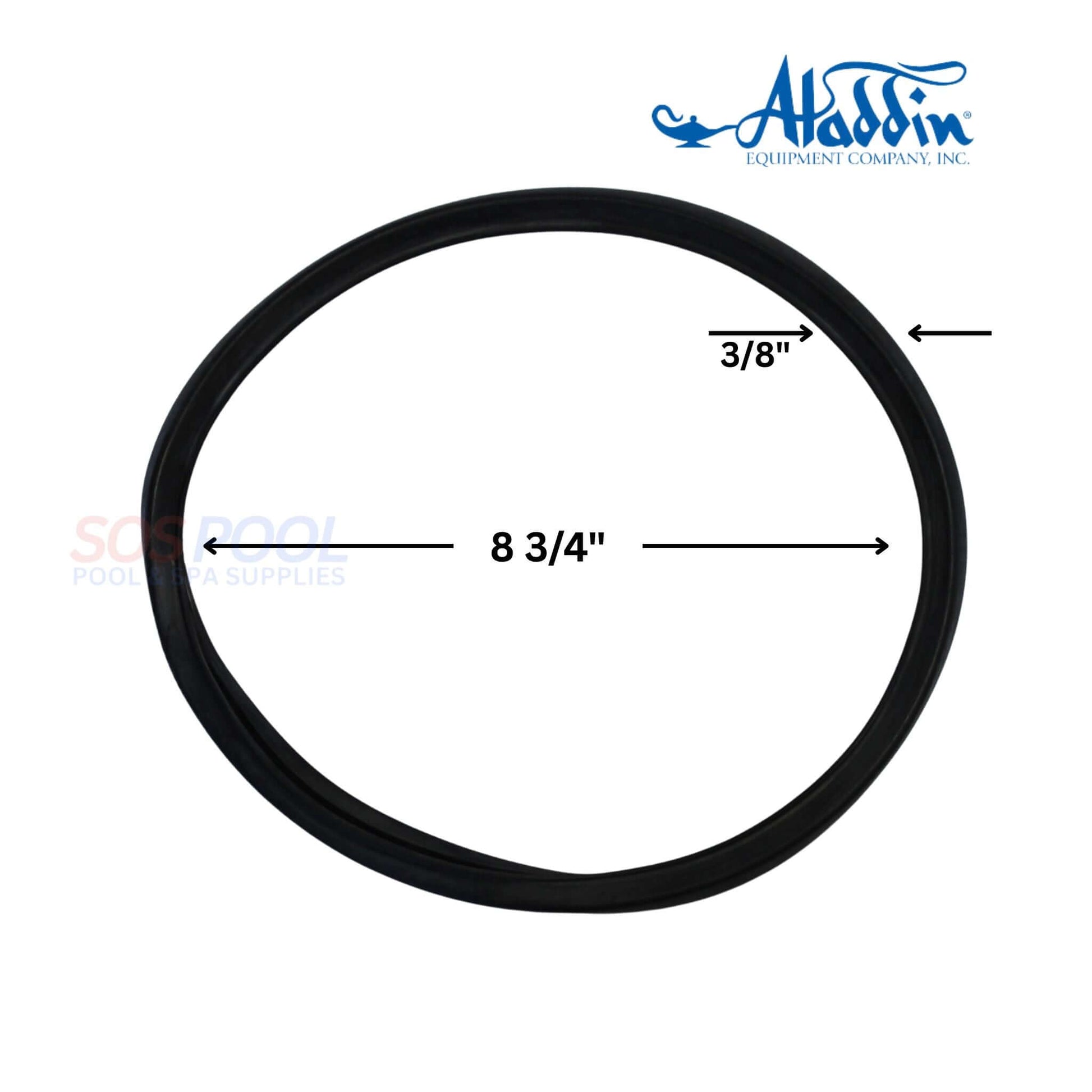 Aladdin Sta-Rite Light Lens Gasket | O-492 shown with dimensions, 8 3/4" diameter. Quality spa pool replacement part from SOS Pool supplies.