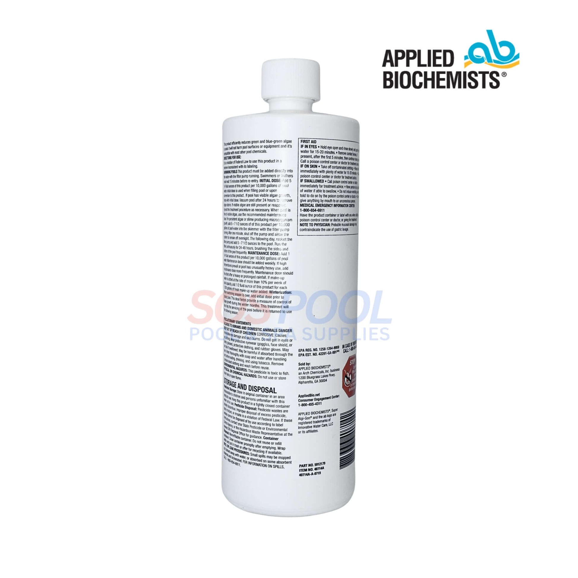 Applied Biochemists Super Algi-Gon Algaecide 32oz | Effective for treating algae in large pools | SOS Pool Supplies