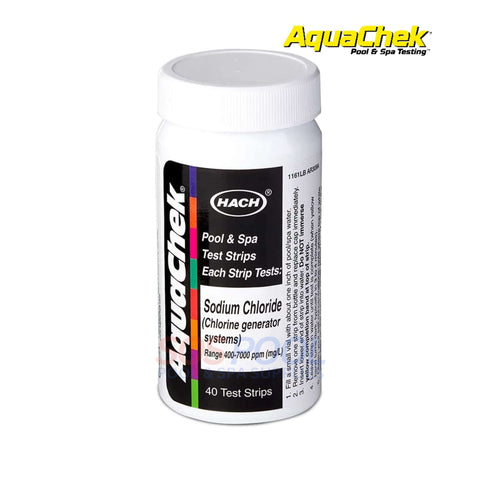 AquaChek White Salt Titrators Test Strips for SOS Pool, measures sodium chloride levels 400-7000 ppm, 40 strips.
