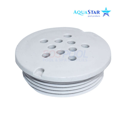 AquaStar 1.5" Bubbler Plate in white for pool systems, securely connects with 1.5" threads. SKU BP101.