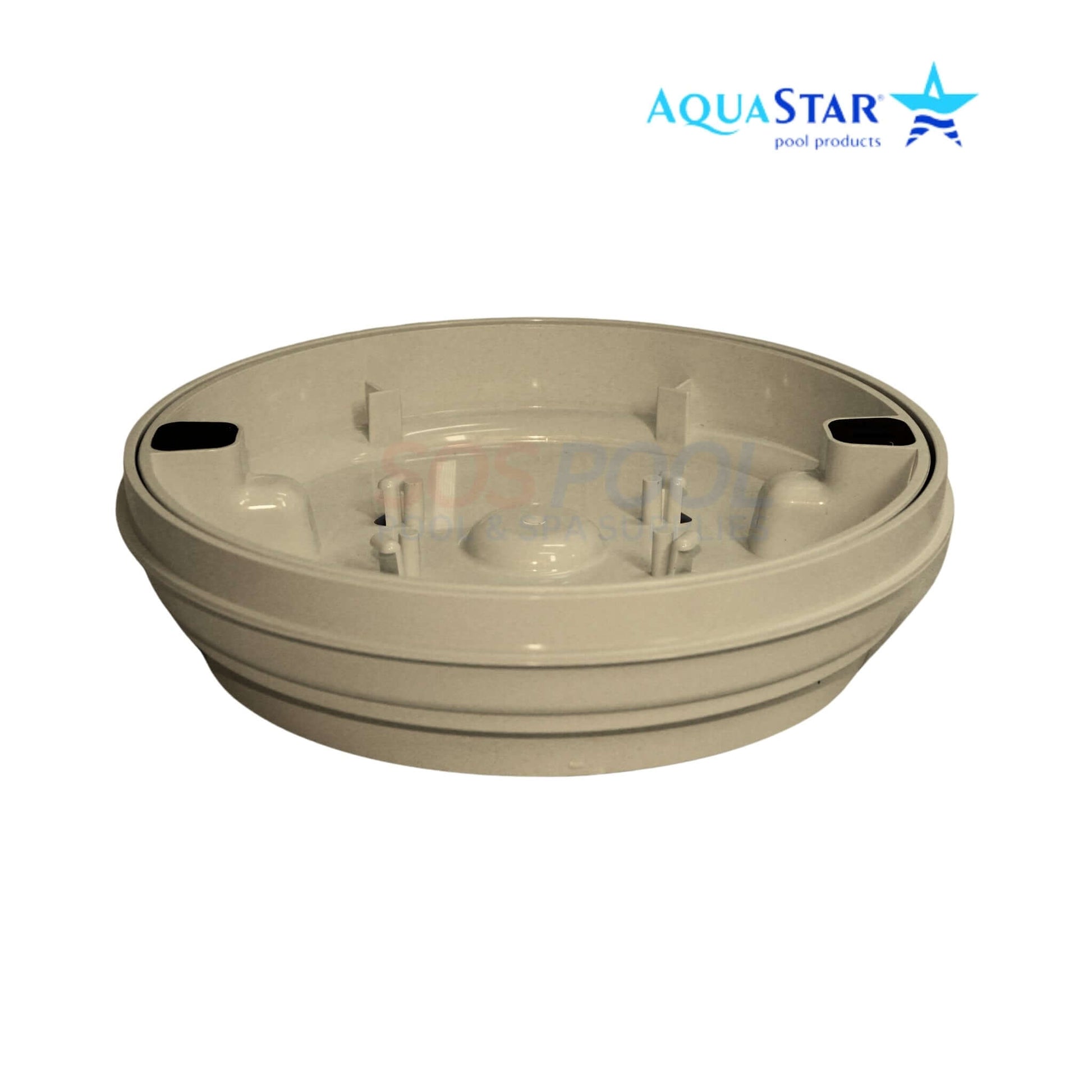 AquaStar 10" Fillable Standard Skimmer Lid and Frame in Tan, SKU FL10108, perfect for SOS Pool customization.