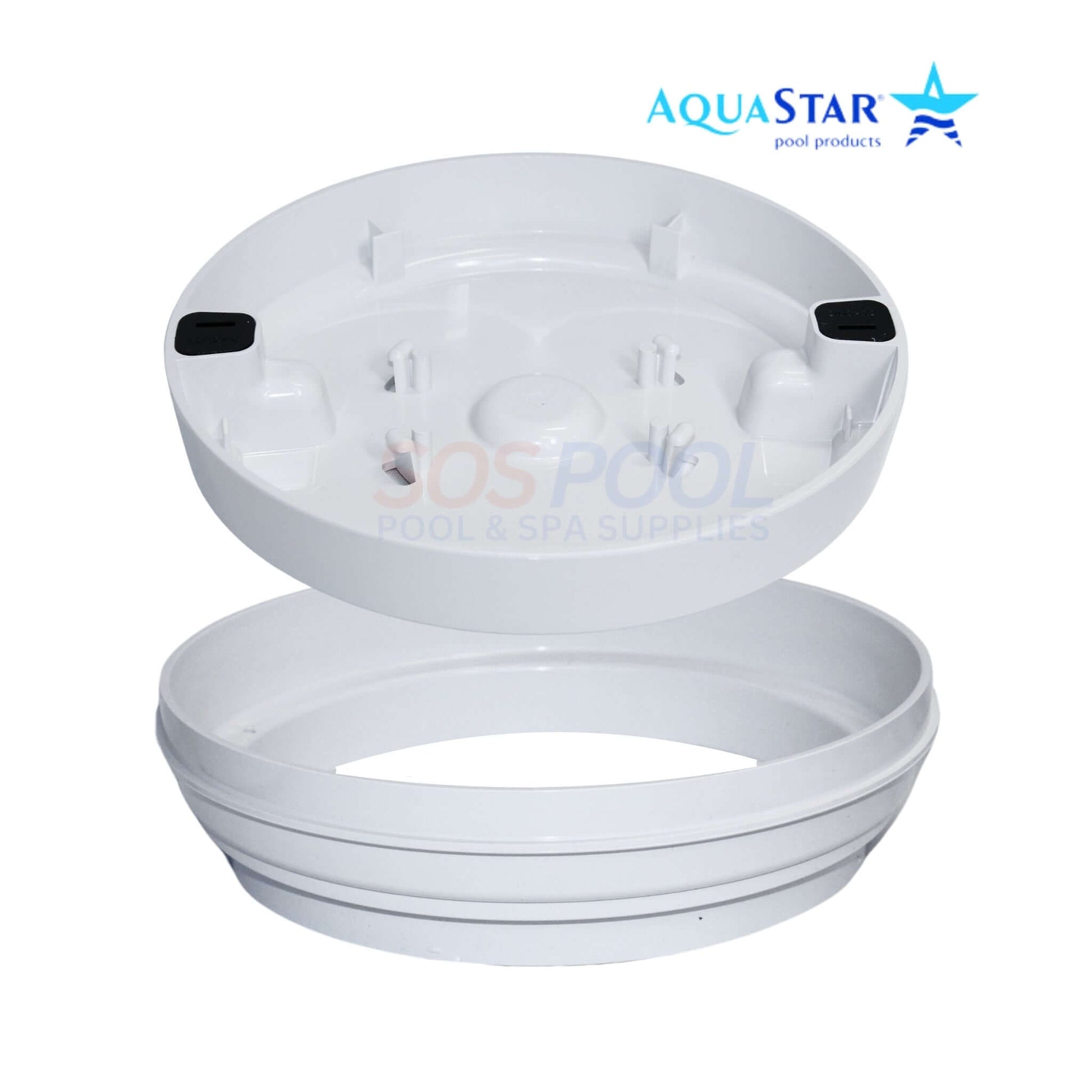 AquaStar 10" Fillable Standard Skimmer Lid and Frame in white, SKU FL10101, perfect for SOS Pool customization.