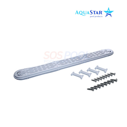 AquaStar 32" Channel Drain with Flat Grate, screws and fittings, VGB-compliant, SKU 32CDFLFR101, SOS Pool.