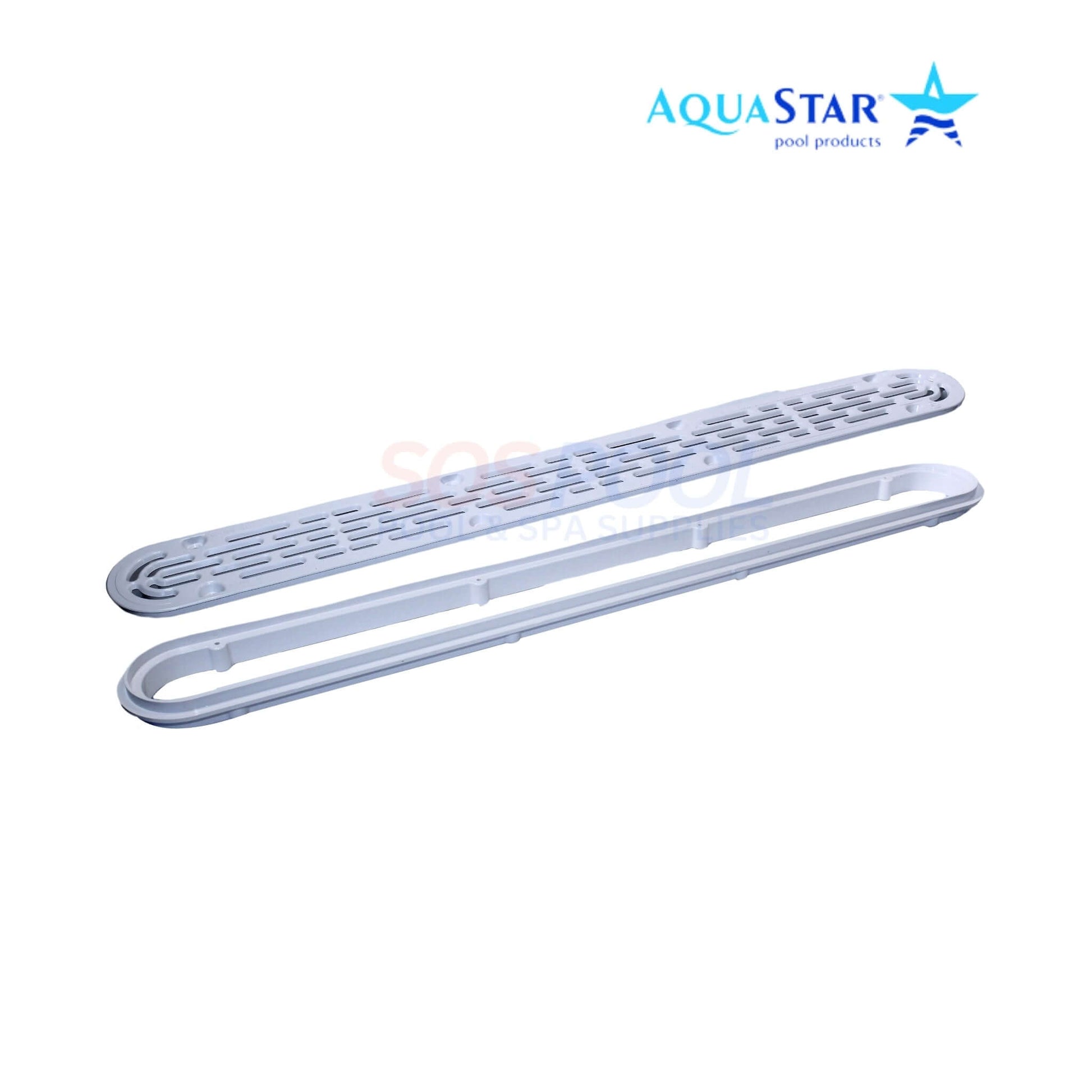 AquaStar 32" Channel Drain with Flat Grate for pools, VGB-compliant, UV-resistant, 32CDFLFR101 | SOS Pool