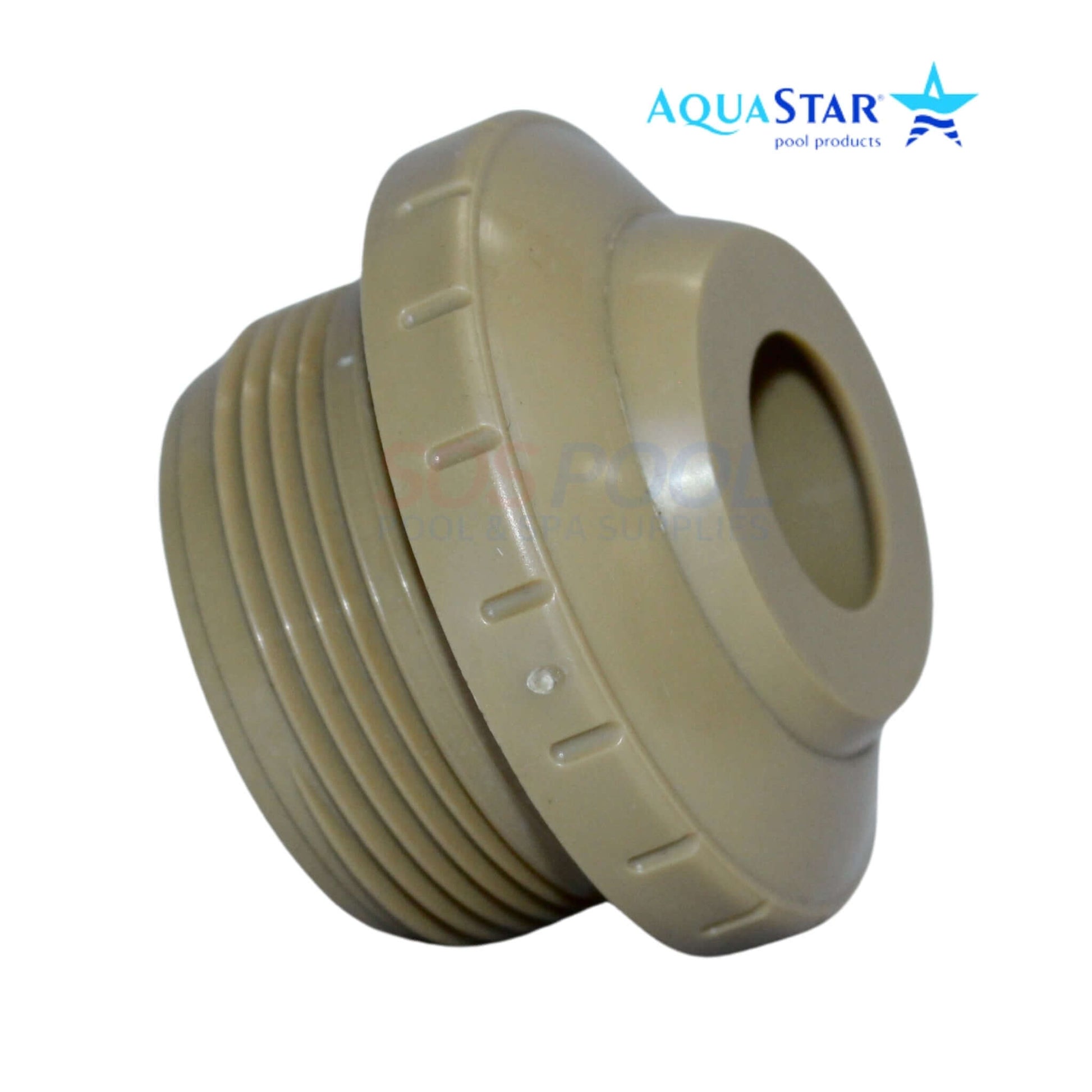 AquaStar Directional Eyeball Fitting, 1.5" MPT, 0.75" Eye, Tan, SKU 8208 for optimized pool water flow control.