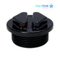 AquaStar PF2016 drain plug with O-ring, black, top view, designed for Pipeline filters, ideal for pool supplies.