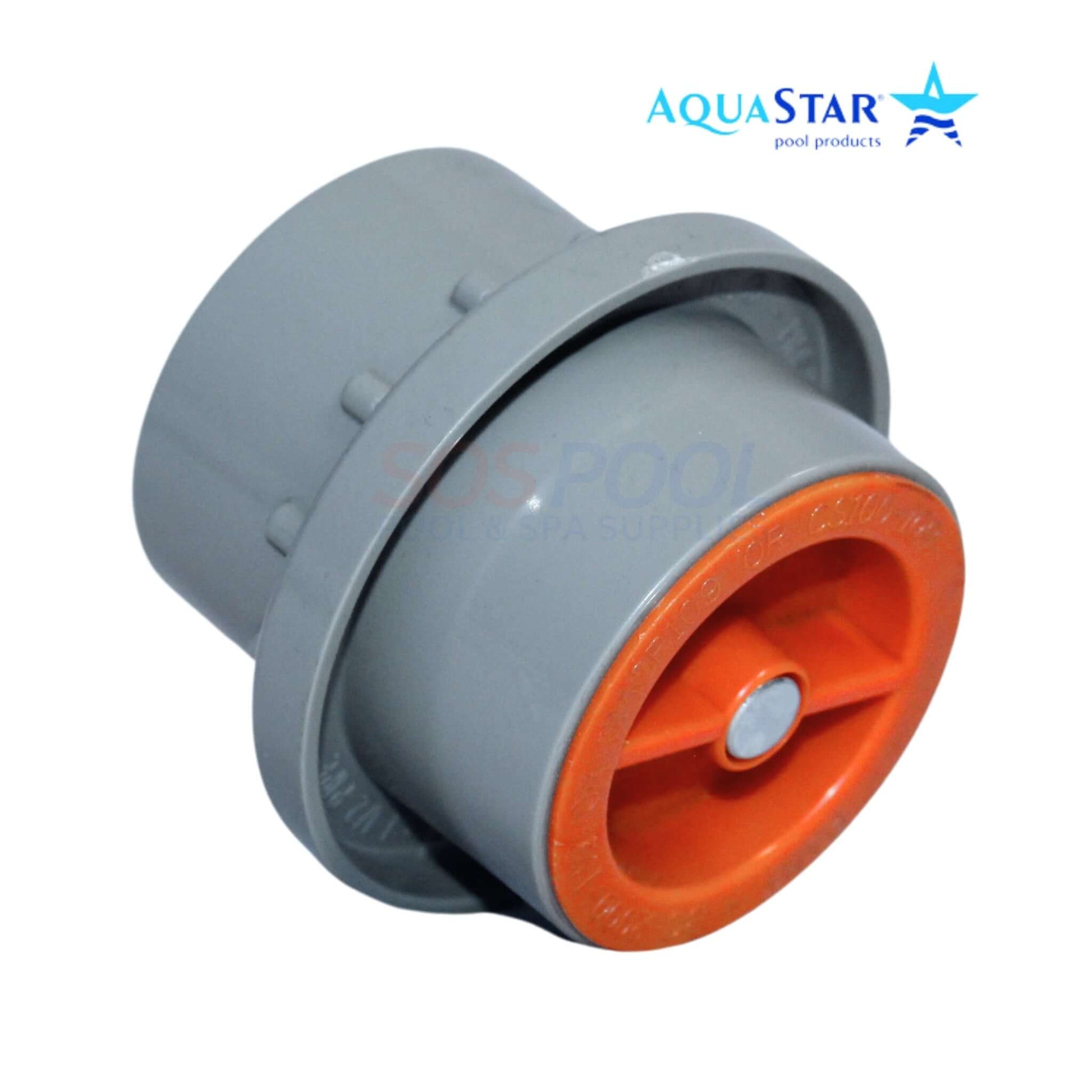 AquaStar Light Niche Return Fitting with Plaster Shield Cap and orange detail, 1.5" Pipe, SKU 3603-CS, SOS Pool.