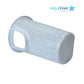 AquaStar AP1009 Pump Basket for Pipeline Pump, white, bucket-style design, captures debris for pool maintenance.