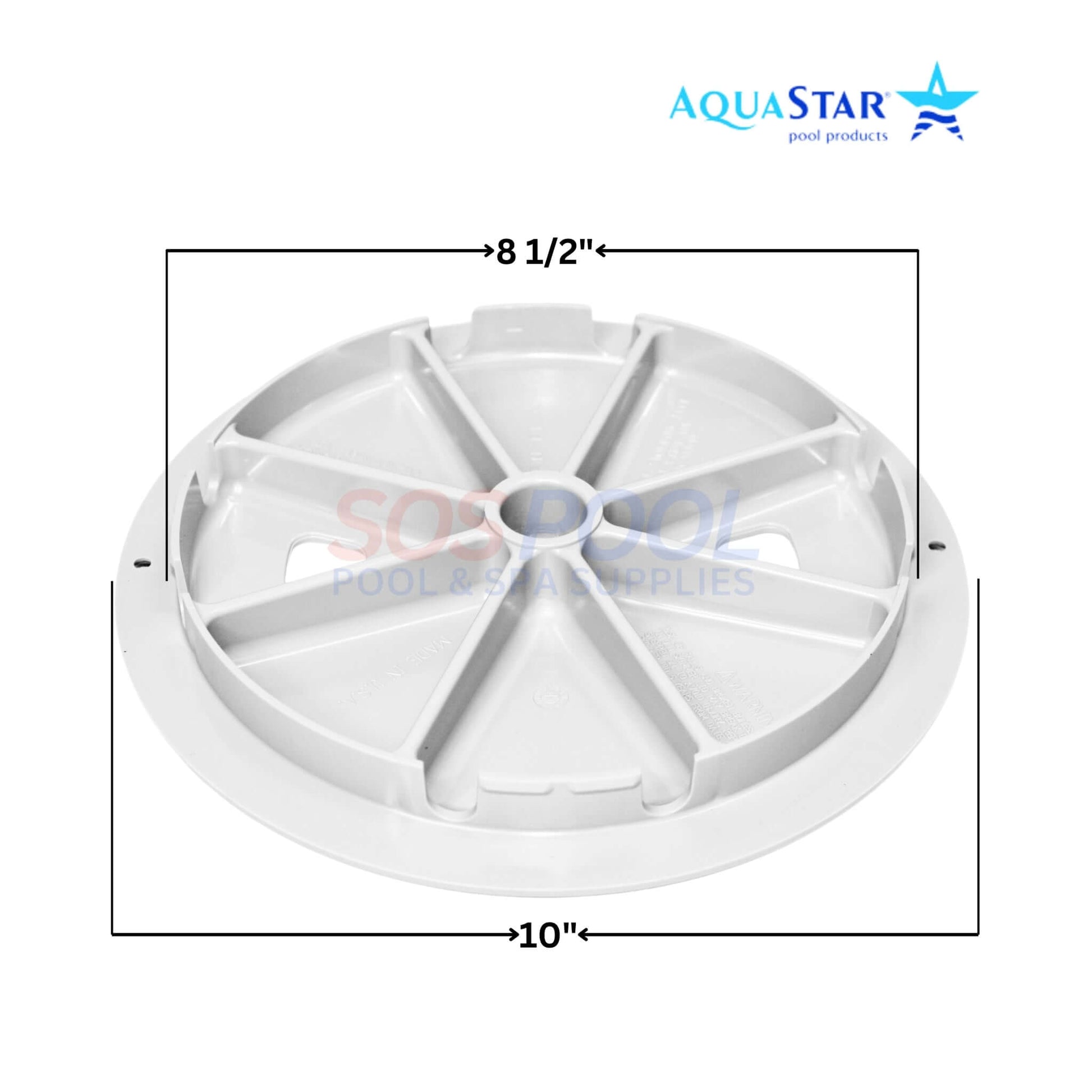 AquaStar Round Skimmer Lid RT101 in white, 9.9 inches diameter, compatible with SOS Pool and standard skimmer collars