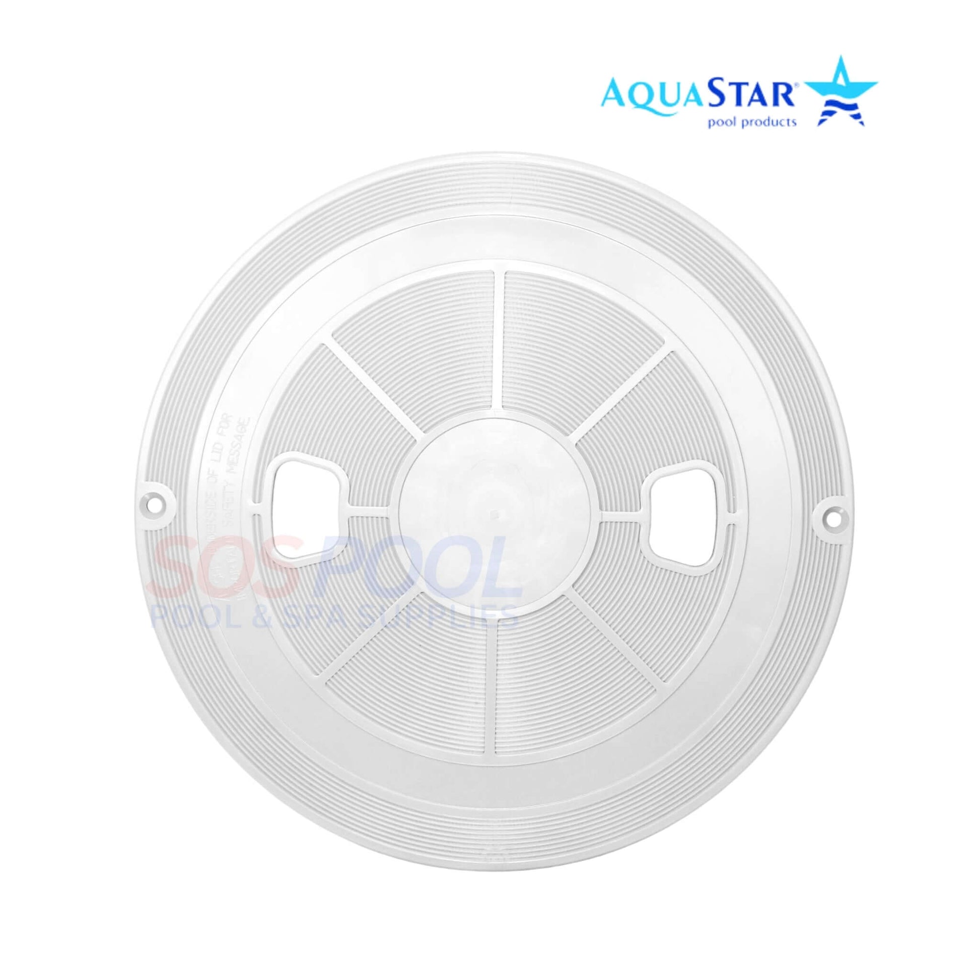AquaStar Round Skimmer Lid RT101 in white, 9.9 inches, durable for SOS Pool skimmer systems.