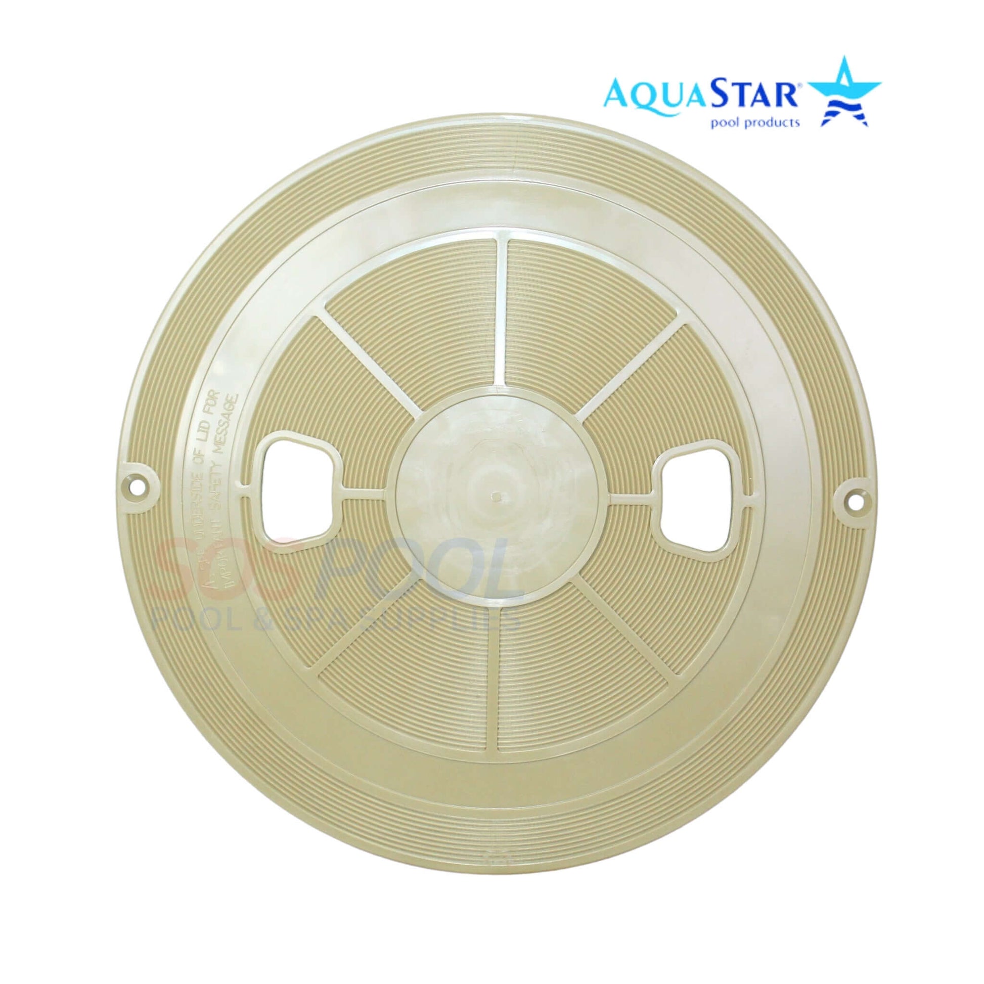 AquaStar Round Skimmer Lid RT108 in tan, 9.9 inches, compatible with AquaStar and standard round skimmer collars, SOS Pool.