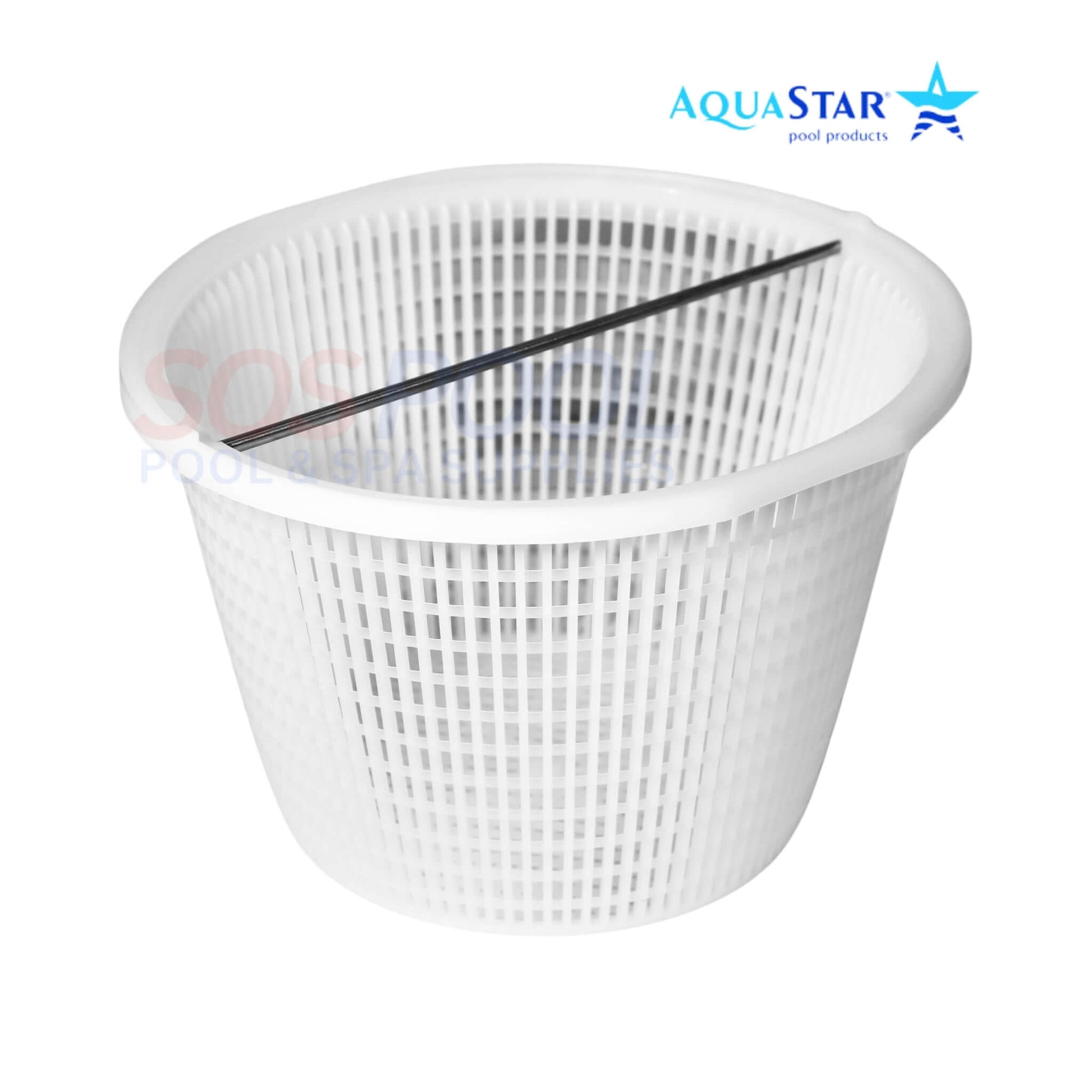 AquaStar Skimmer Basket with Handle SK6 for FlowStar, 8.25" diameter, 5.5" height, by SOS Pool.