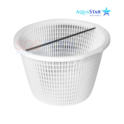 AquaStar Skimmer Basket with Handle SK6 for FlowStar, 8.25" diameter, 5.5" height, by SOS Pool.