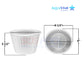 AquaStar Skimmer Basket SK6 with dimensions 8.25" diameter, 5.5" height for SOS Pool, features stainless steel handle.