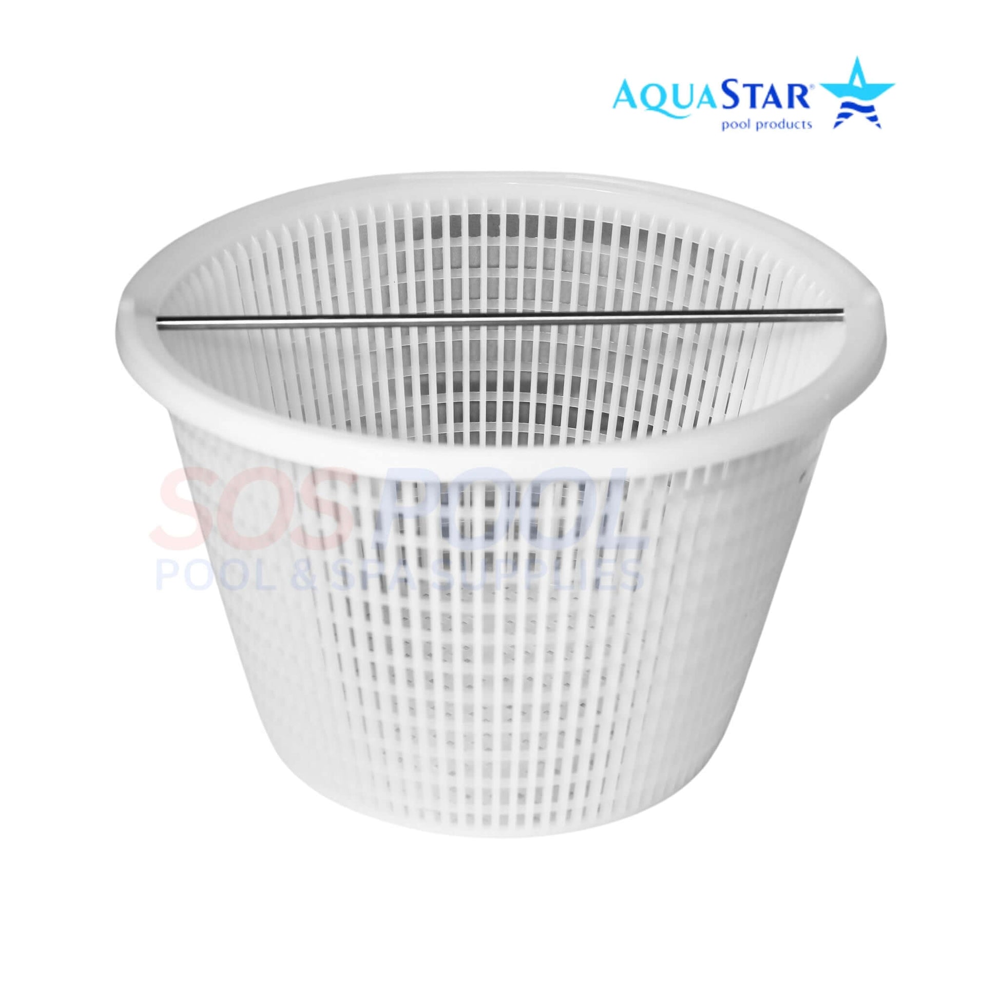 AquaStar SK6 Skimmer Basket with Handle for FlowStar, 8.25" diameter, 5.5" height, effective debris collection, SOS Pool.