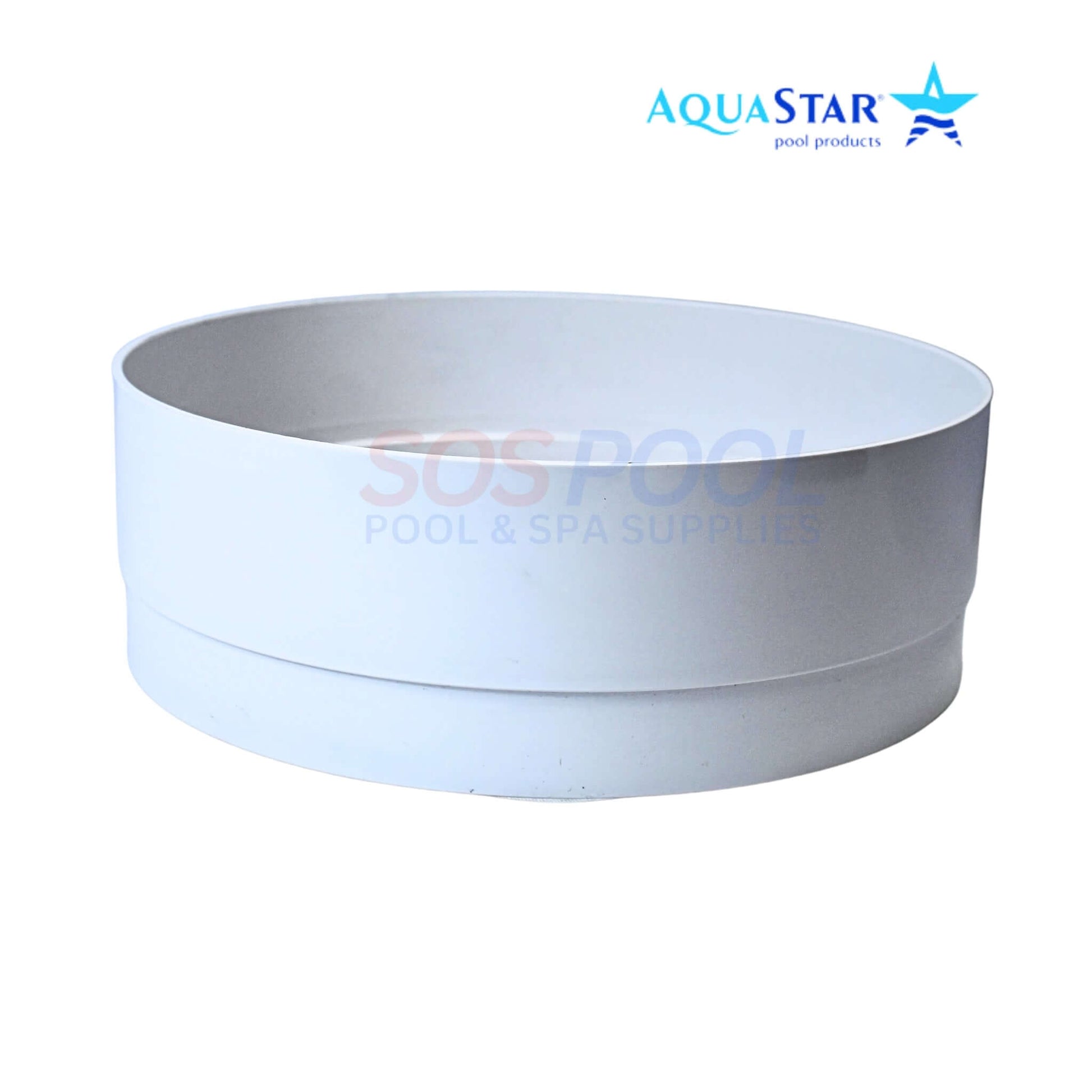 AquaStar SEC101 3" Skimmer Extension Collar in white, ideal for pool supplies and swimming pool parts by SOS Pool.