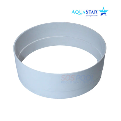 AquaStar SEC101 3" Skimmer Extension Collar in white, used for pool supplies, aligning skimmer with deck surfaces.