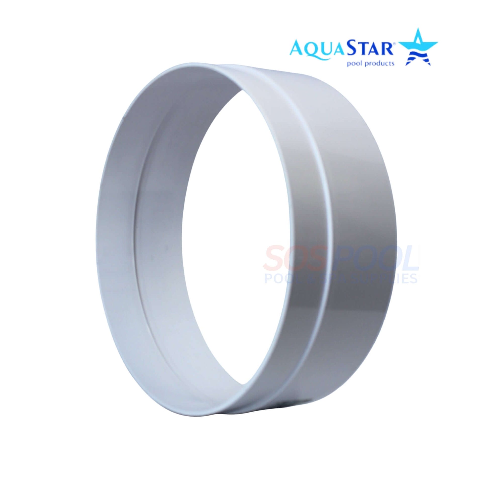 AquaStar SEC101 3" skimmer extension collar in white, designed for optimal fit with AquaStar and standard skimmers. SOS Pool.