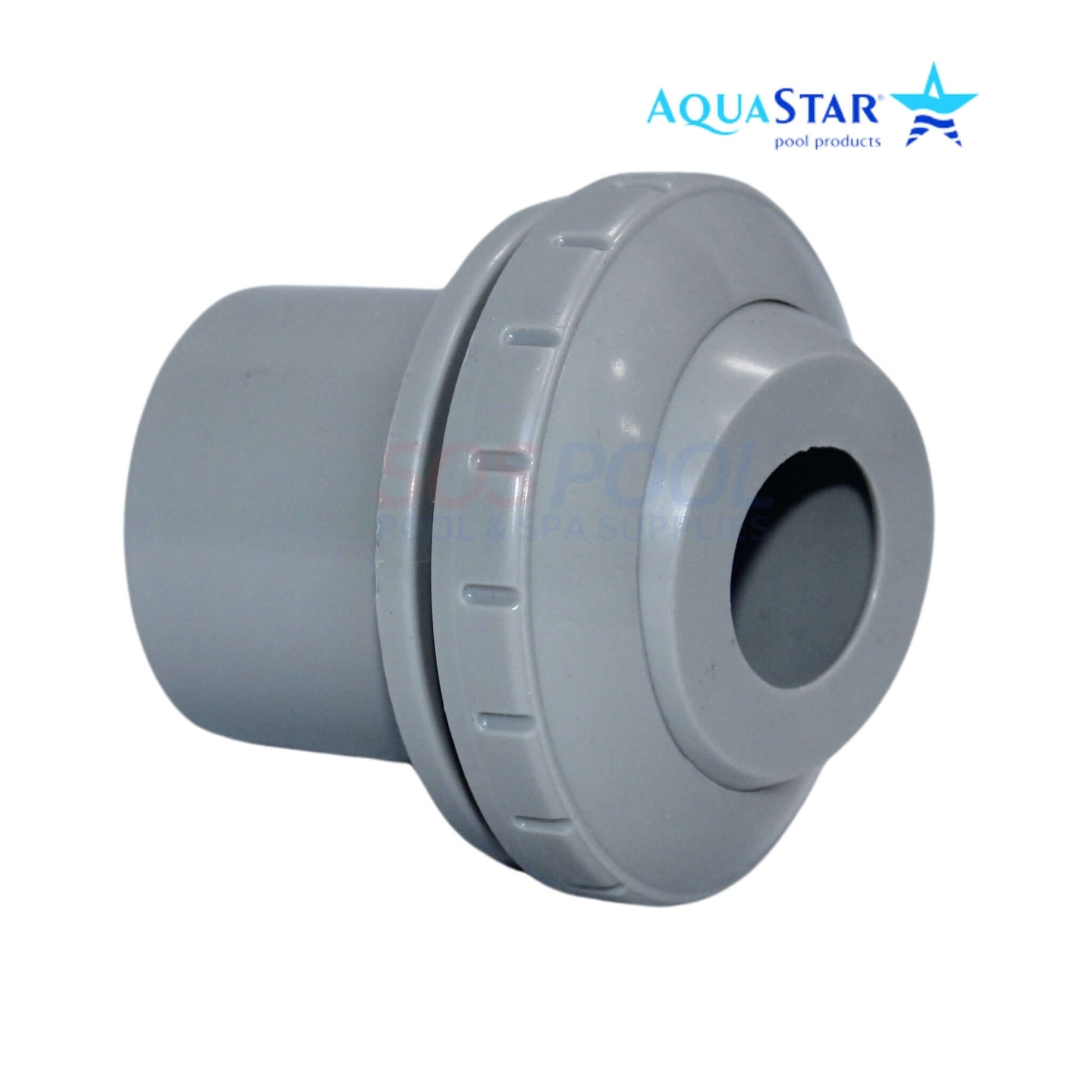 AquaStar Directional Eyeball Fitting in gray color, 1.5" MPT and 0.75" orifice, part number 8203, for optimal pool water flow control.