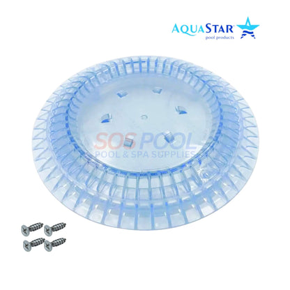 AquaStar CC8100 clear suction outlet cover for pools, 8-inch round drain cover from SOS Pool with screws.