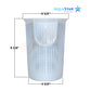 AquaStar AP1009 Pump Basket for Pipeline Pumps, white, 6.5" diameter, captures debris for effective pool maintenance.