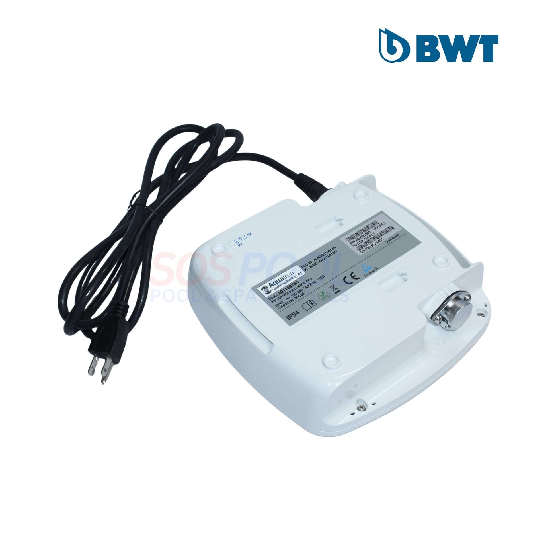 BWT D600 Robotic Cleaner Power Supply & Control Panel, white, with cable, perfect for pool supplies and swimming pool parts by SOS Pool.