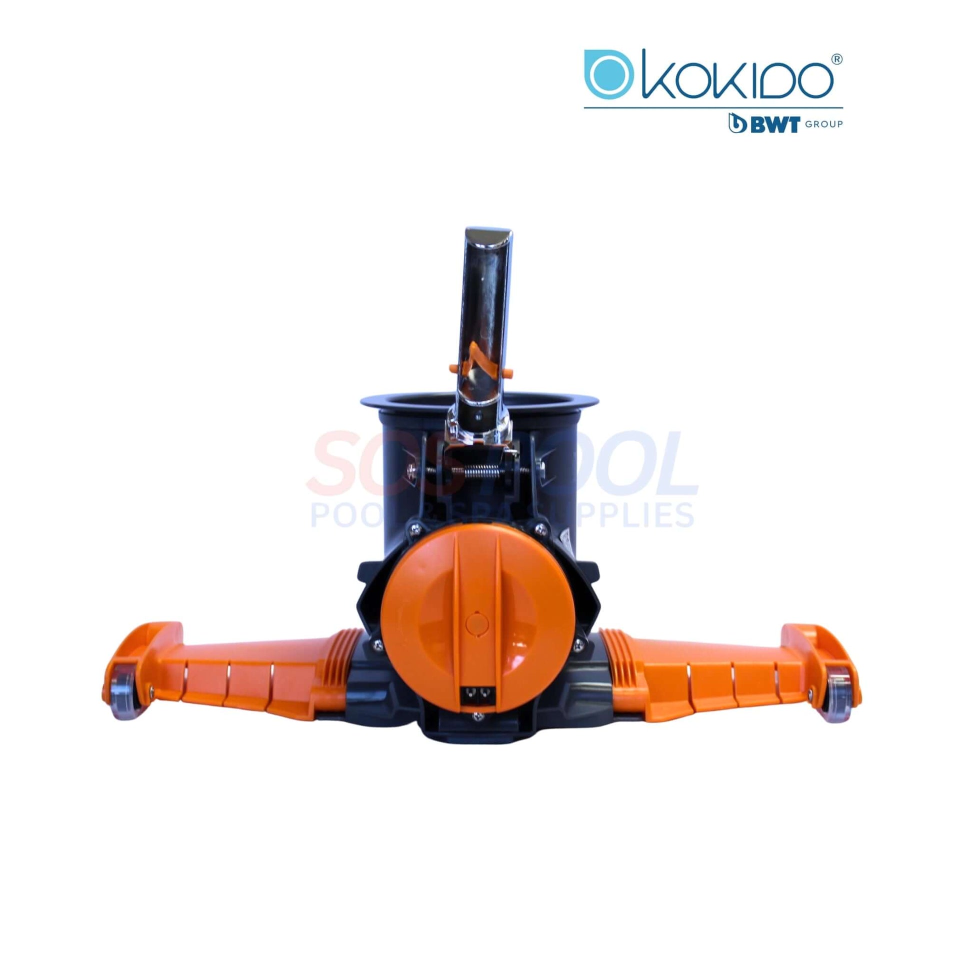 BWT Vektro XL Xtra Wide Rechargeable Pool Vacuum | EV104CBX in black and orange, showing front view, effective for pool cleaning.