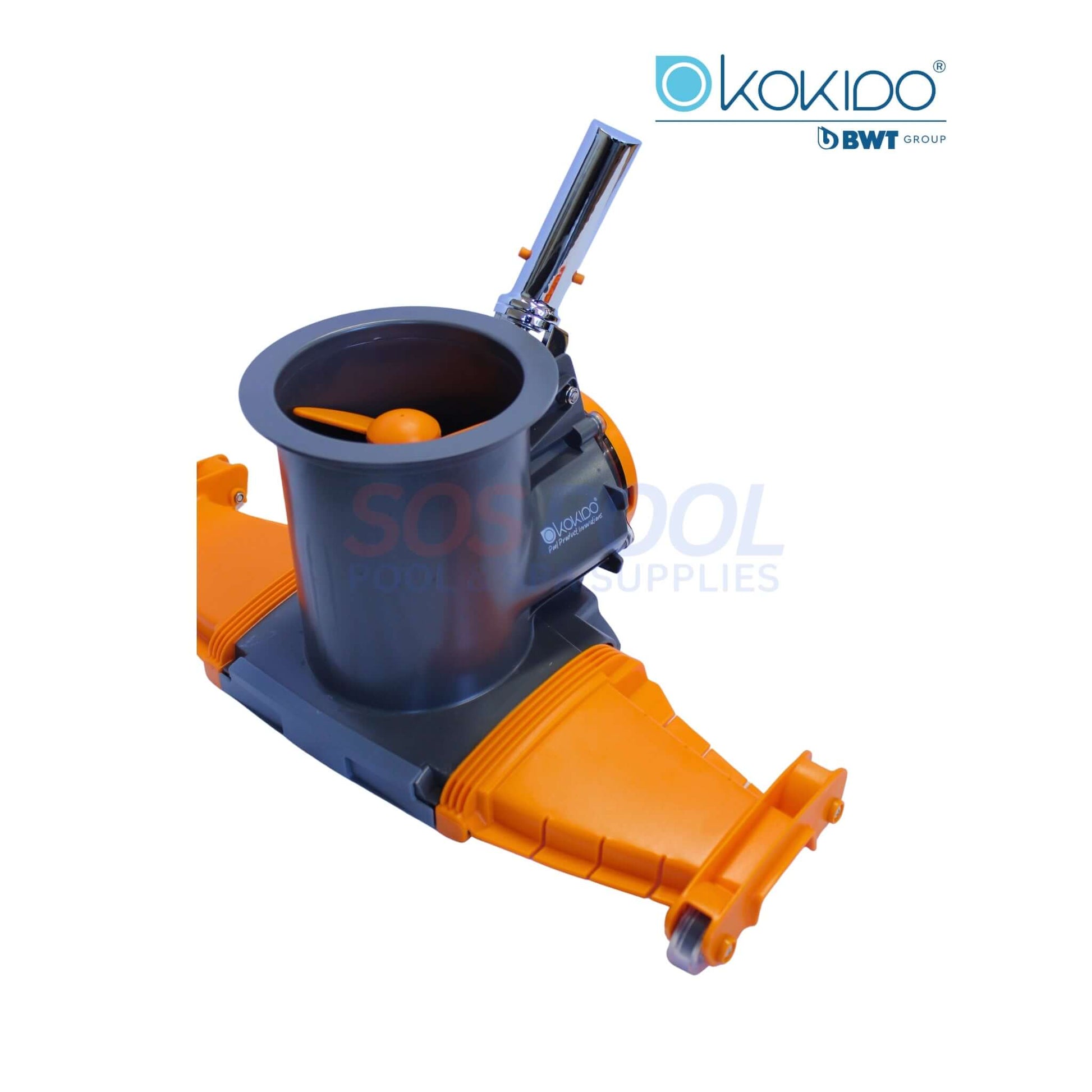 BWT Vektro XL Xtra Wide Rechargeable Pool Vacuum | EV104CBX in gray and orange, showcasing design for effective pool cleaning.