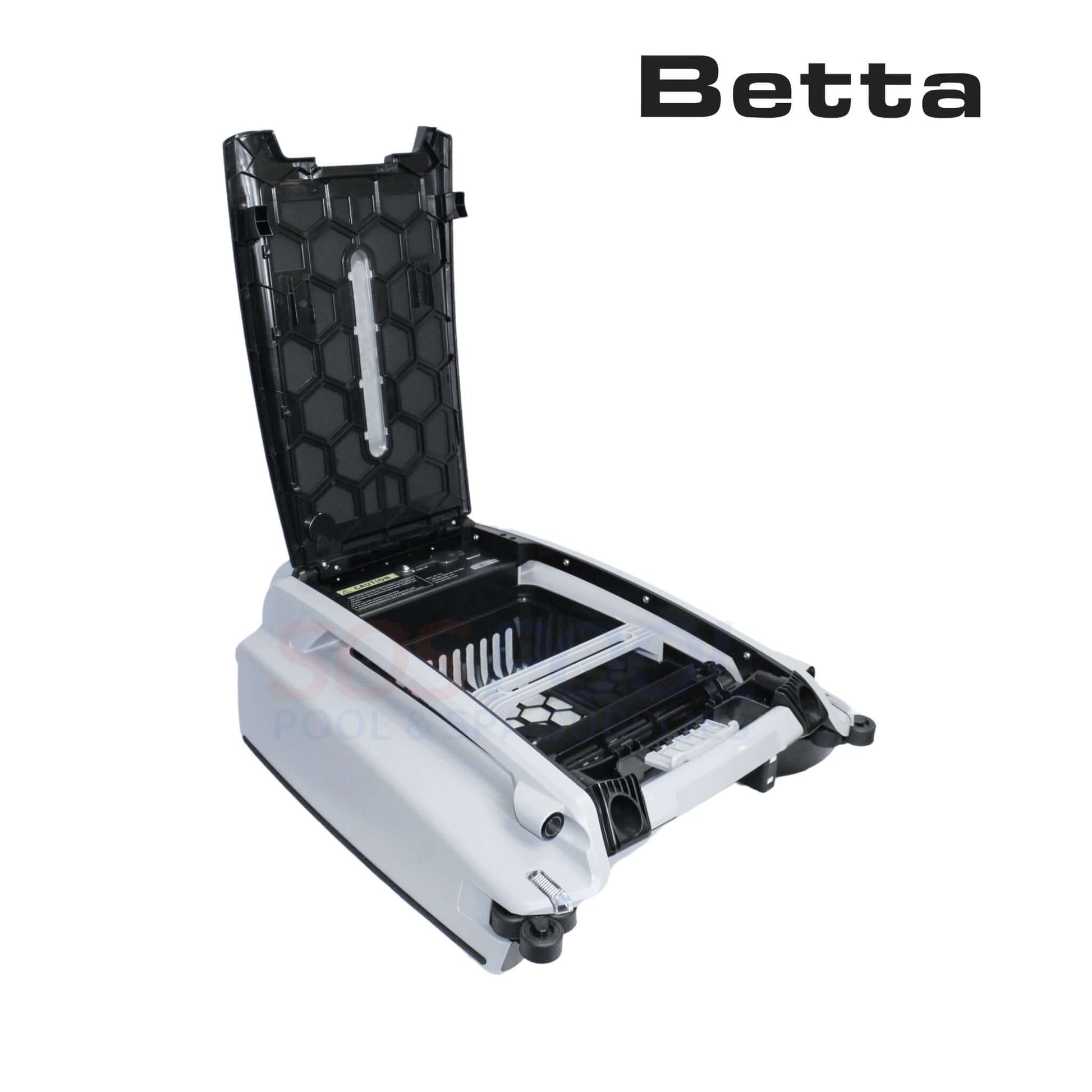 Betta SE Plus Solar-Powered Smart Robotic Pool Skimmer, featuring a sleek design for efficient SOS Pool cleaning.