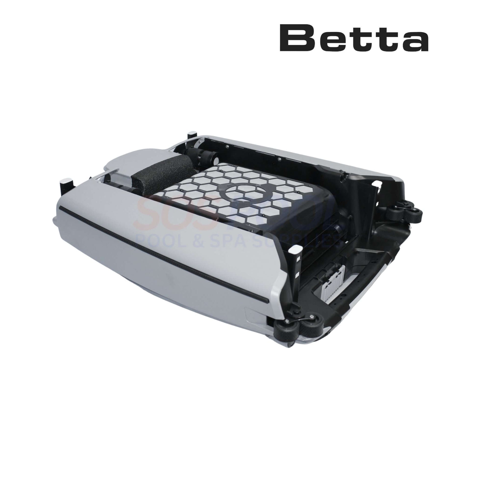 Betta SE Plus Solar Powered Smart Robotic Pool Skimmer, efficient cleaning for SOS Pool. Dual charging options and 30+ hours runtime.