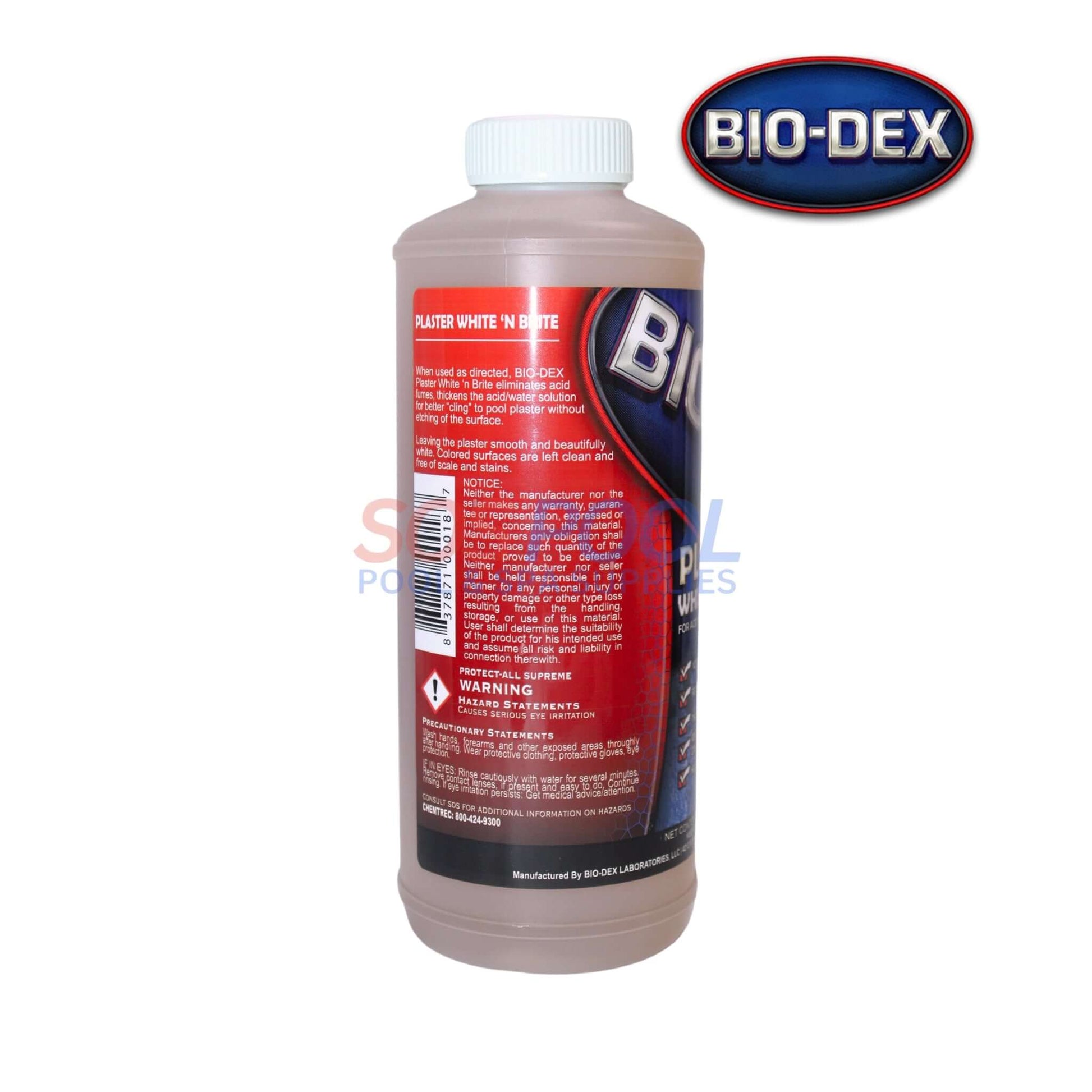 Bio-Dex Plaster White 'N Brite Acid Wash 32oz | SOS Pool product for effective plaster cleaning and stain removal.
