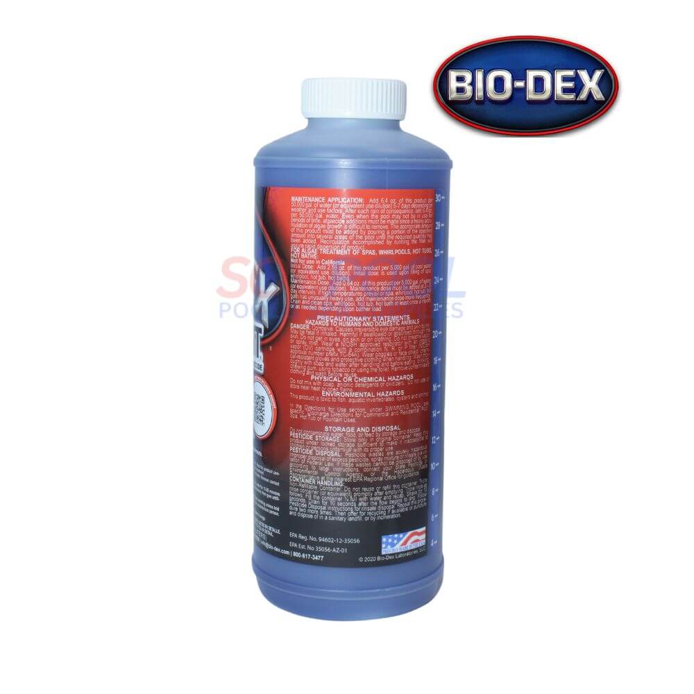Bio-Dex Skill-It Pool Algaecide 32 oz SK132 for effective algae control in SOS Pool, safe and non-metallic formula.