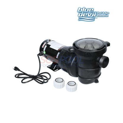Blue Devil B8375 0.75HP above ground pump with 1.5" union connection, durable, 115V, SOS Pool.