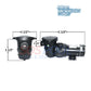 Blue Devil Above Ground Pump B8375 with dimensions marked, designed for efficient pool water circulation by SOS Pool.