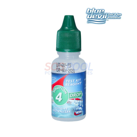 Blue Devil Chlorine Neutralizer Solution 4 reagent, 0.5 oz, essential for SOS Pool maintenance and accurate water testing.