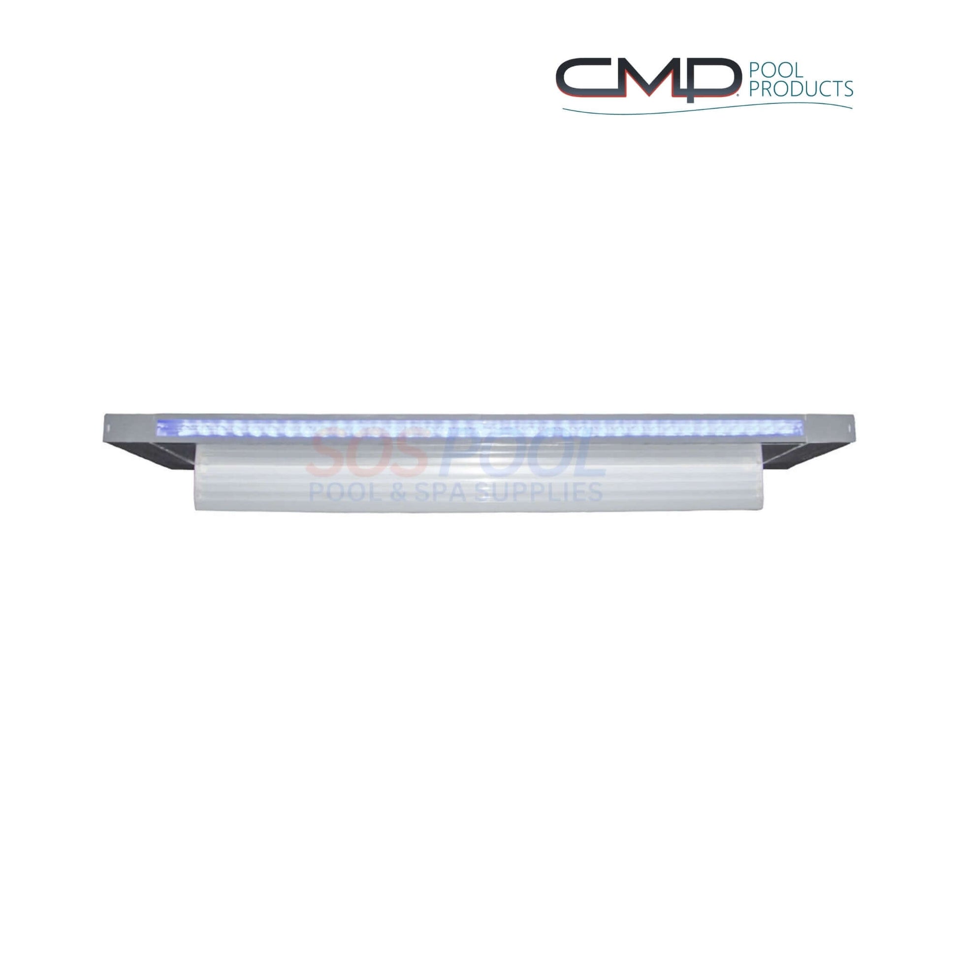 CMP Brilliant Wonders 24" LED Waterfall | 25677-230-000 showing LED strip design for pools with SOS Pool branding.