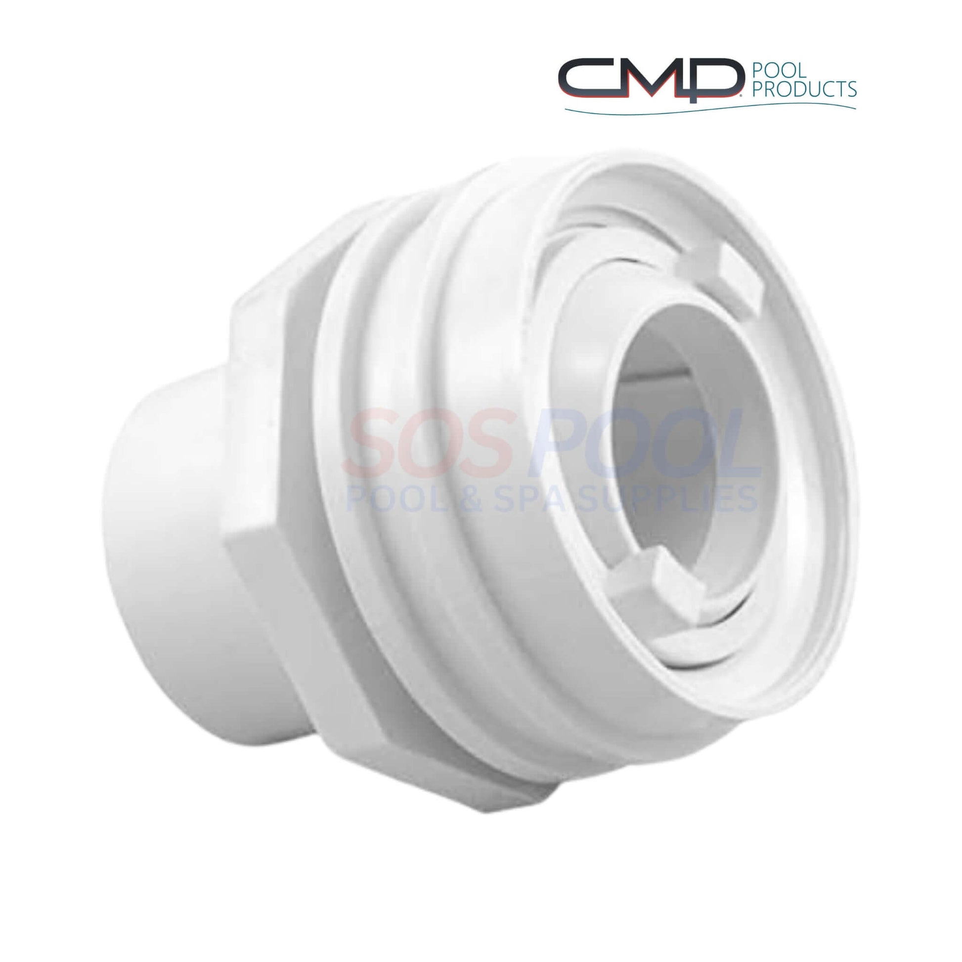 CMP Flush Mount Return Fitting 25555-000-000 in White, a seamless solution for pool return systems by SOS Pool.