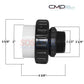 CMP Hi Temp PVC Threaded Union dimensions with labels for SOS Pool. 1.5" x 2" durable connections for high-temperature use.