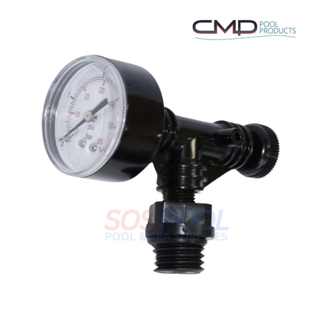 CMP High Flow Manual Air Relief Valve and Gauge for Pentair Filters | 98209800 | SOS Pool | Part 25357-982-000