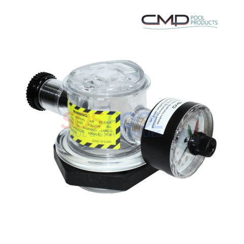 CMP Manual Air Relief Valve with Pressure Gauge for Pentair Triton Filters, part 25357-273-564, by SOS Pool.