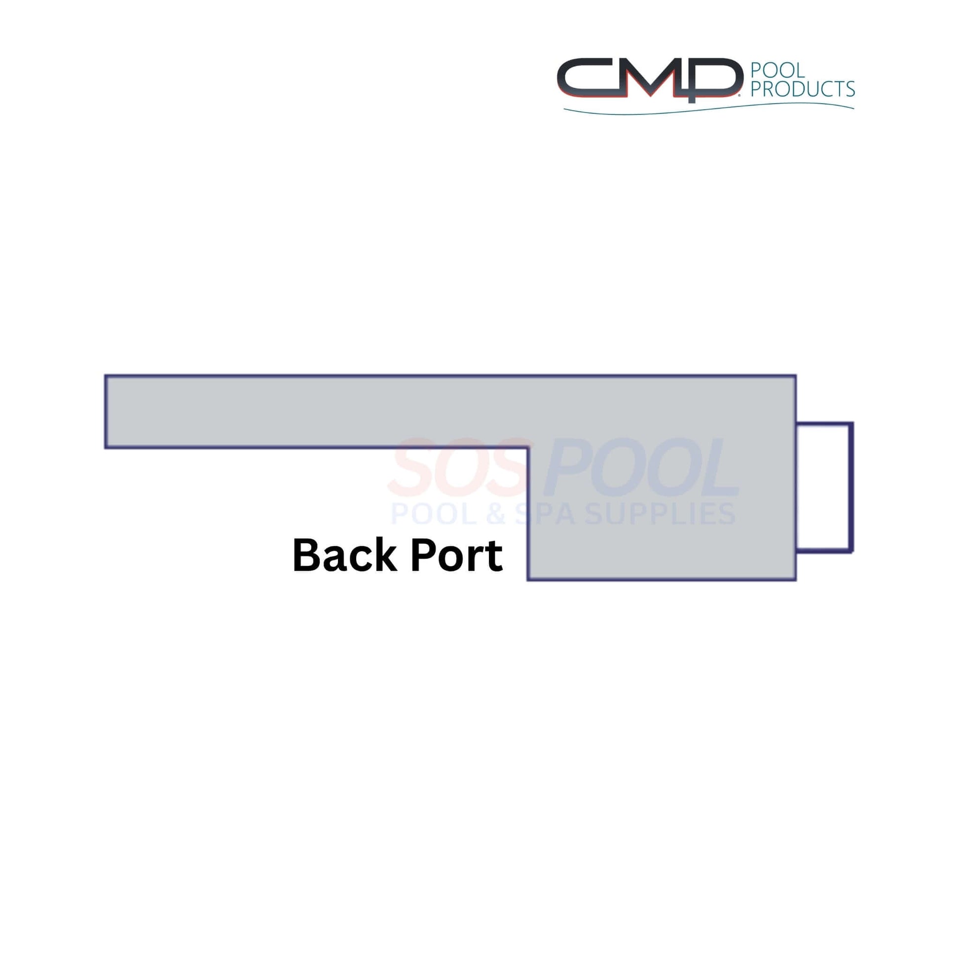 CMP Natural Wonders 18" x 6" Lip White Waterfall | 25577-180-000 back port fitting diagram, ideal for pool supplies, SOS Pool.
