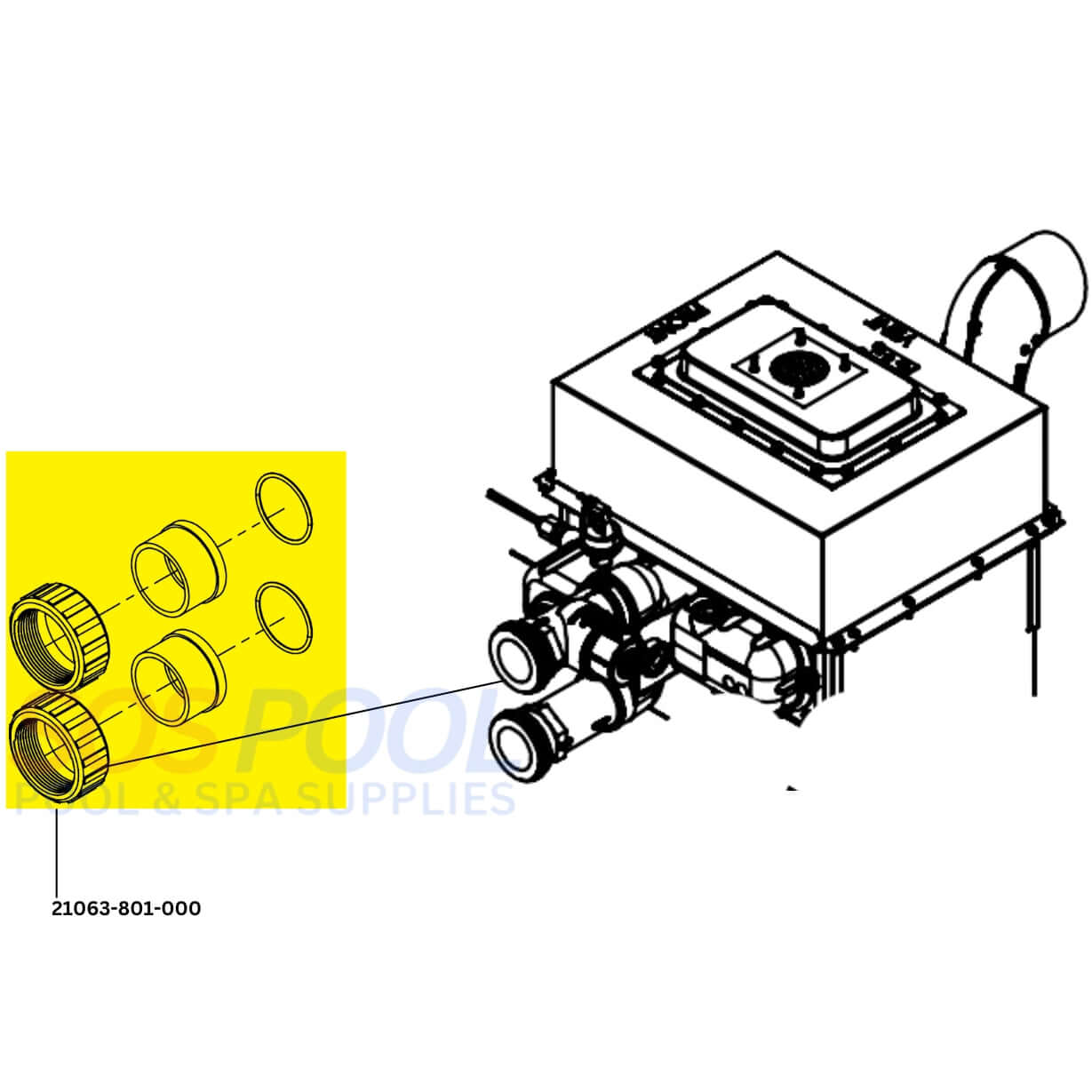 Connecteur PVC 2,5 Cm Avec Bride Pour Chauffage Piscine Raypack – Réf. 006723F – Compatible Modèles R185A, R265A, Etc.