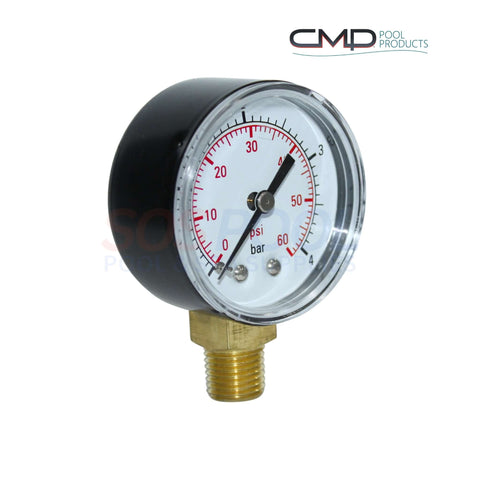 CMP Pressure Gauge for Pentair Filters | 190058 | 25501-000-800 | SOS Pool | 0-60 PSI bottom mount gauge