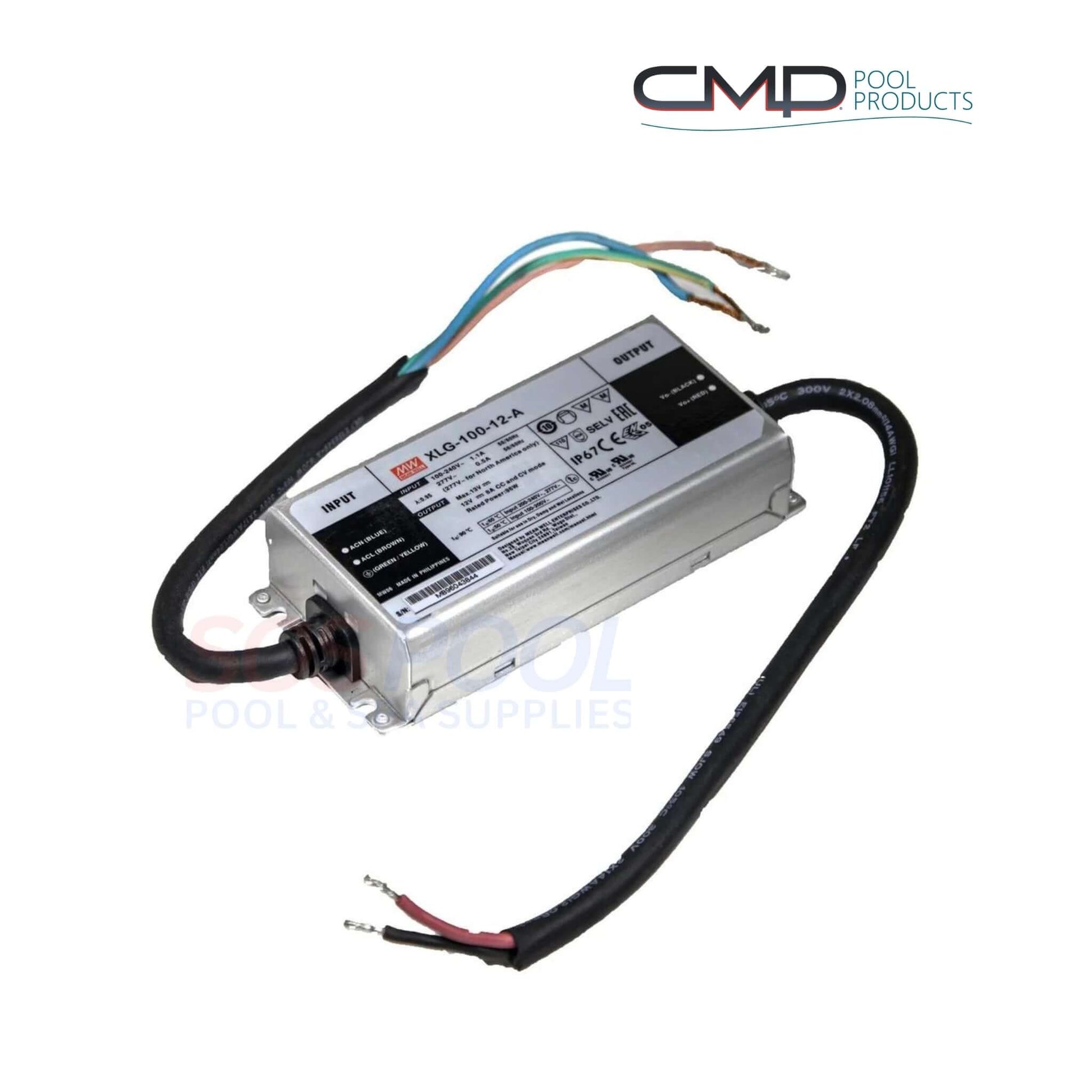 CMP Waterfall Control Power Supply for Brilliant Wonders LED, 12V 100W, Model 25650-110-200, ETL certified, SOS Pool.