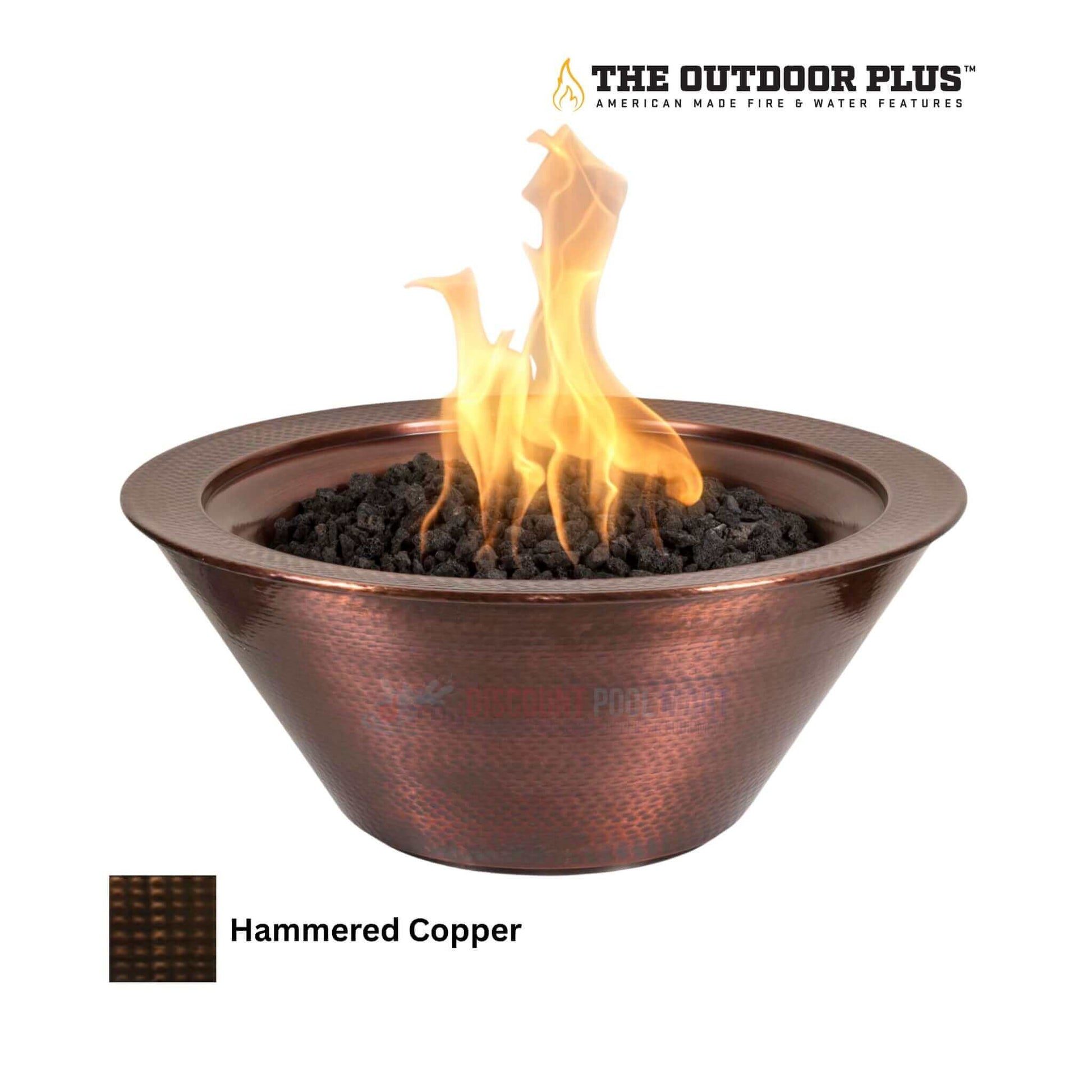 Cazo Fire Bowl by The Outdoor Plus, hammered patina copper, outdoor fire feature, SKU DPM-1234, Discount Pool Mart