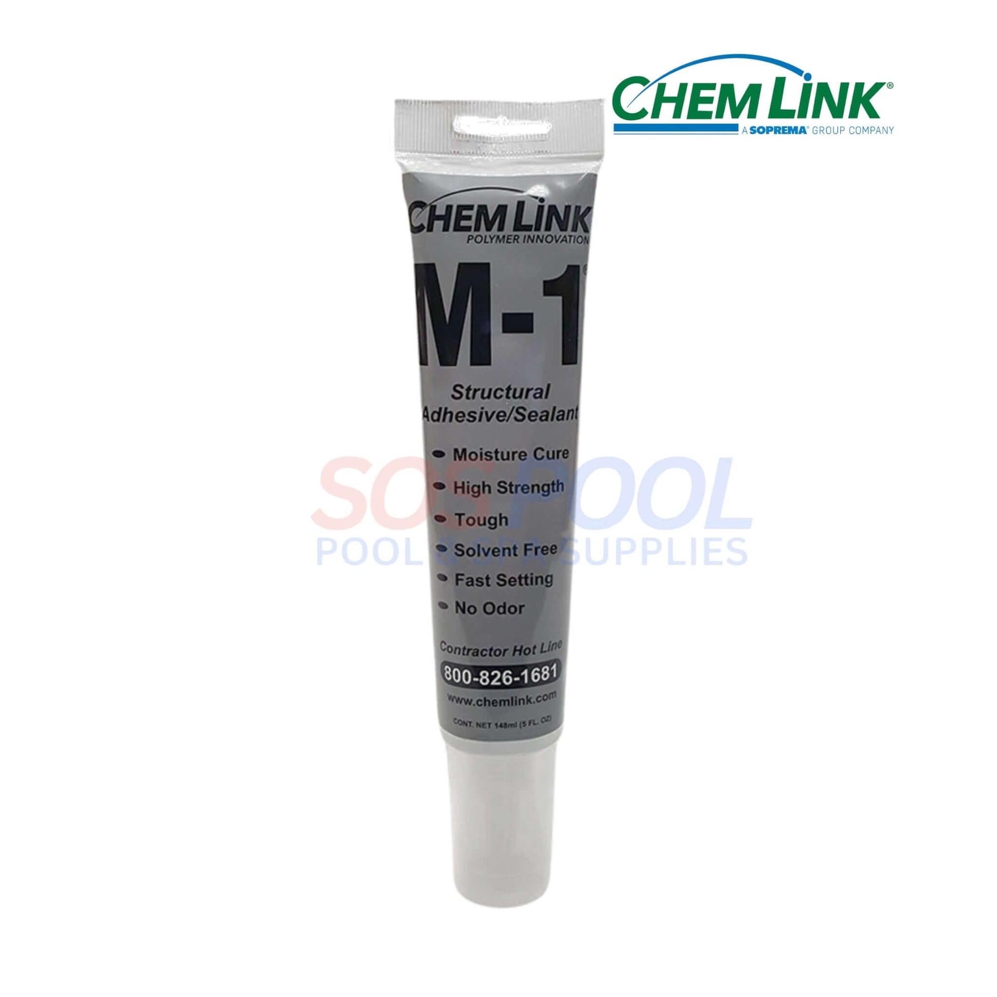 ChemLink M-1 Universal Structural Adhesive Sealant, multipurpose moisture cure for SOS Pool and construction materials.